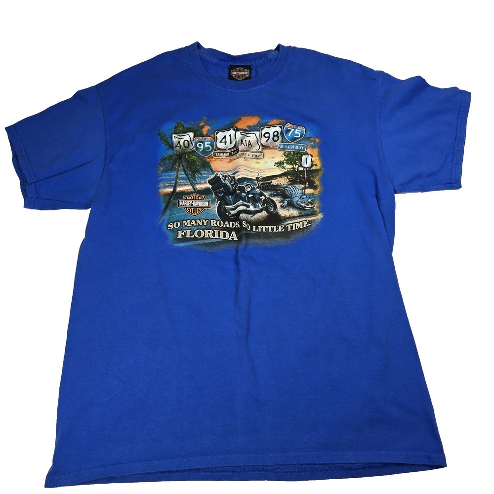 Harley-Davidson Shirt Mens Large Florida So Many Roads Motorcycle Alligator 2011